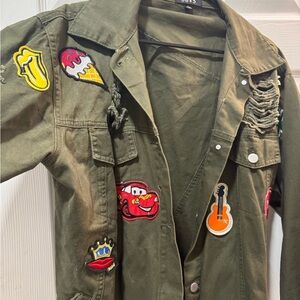 Forever 21 Olive Utility Jacket with Patches